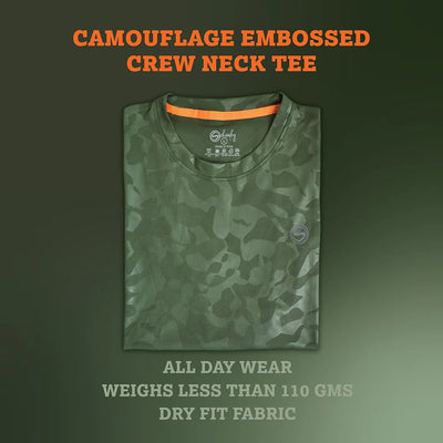 All Day Wear Camo Embossed Pack of 3 Tees Black Green and Teal