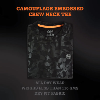 All Day Wear Camo Embossed Pack of 3 Tees Black Green and Teal