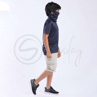 Defender Turtle Neck Navy Blue Mask Tee Matrix design