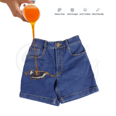 Stain Repellent Indigo Denim Shorts