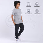 Stain Repeller Solid Grey Melange Tee