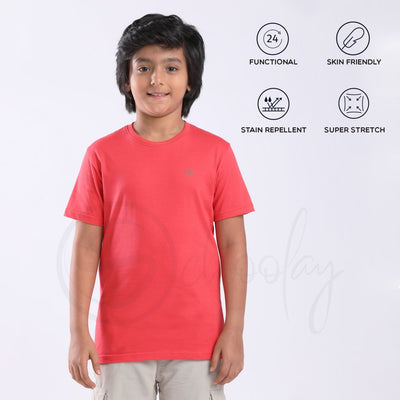 Stain Repeller Solid Salmon Red Tee