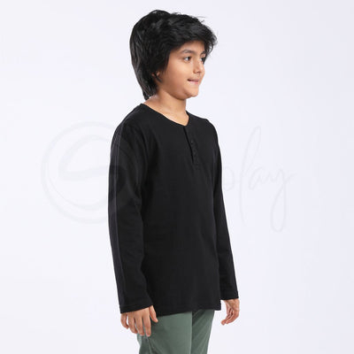 Stain Repeller Tees Classy Black Henley Tees