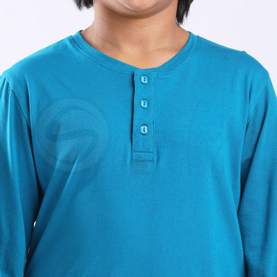 Stain Repeller Tees Turquoise Blue Henley Tees