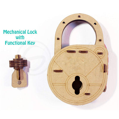 Do IT Yourself Wood Made Mechanical Lock (Mind Sharpening Activity) (6 Yrs & Above)