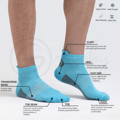 Anti-Fungal Ankle Sports Socks Teal Blue (Teen socks)